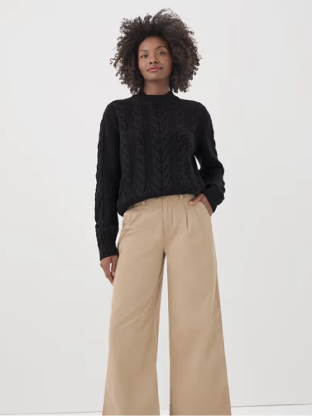 NWOT Pact Black Cable Knit Sweater XL Organic Cotton XS Sustainable Minimalist